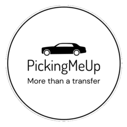 Picking Me Up Logo with a black car and text