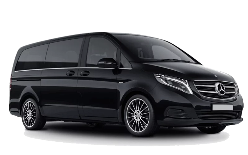 black Mercedes Viano V Class for transfers shuttle services and taxi